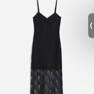 H&M Black Midi Dress with Lace Detail